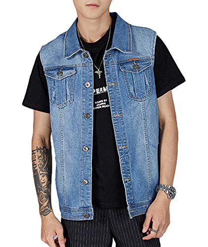 SOMTHRON Herren Weste Denim Vest Jeansweste Outdoor Sport Weste Jeans Jacke Männer Jeansjacke Freizeit Denim Jacket Ärmellos Jacken Outwear für Jagd Angeln Camping,LB-2XL von SOMTHRON