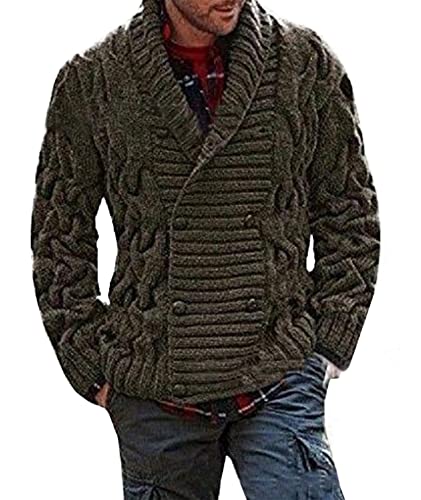 SOMTHRON Herren Zweireihig Strickjacke mit Schalkragen Warm Winter Cardigan Outwear(AG,2XL) von SOMTHRON