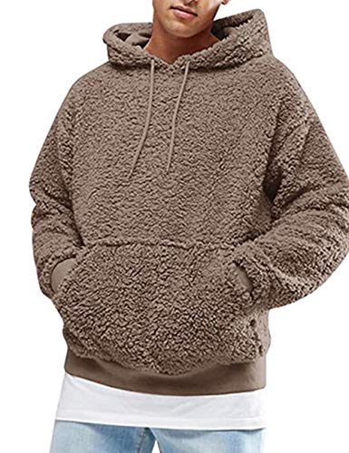 SOMTHRON Pullover Herren Hoodie Herren Kapuzenpullover Plüsch Hoodie Sweatshirt Teddy-Fleece Winter Pulli Warm Lose Pullover mit Taschen CO-S von SOMTHRON