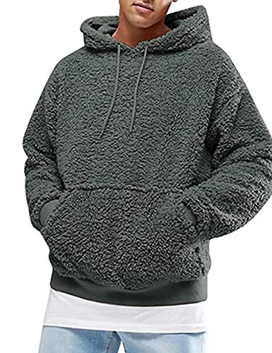 SOMTHRON Pullover Herren Hoodie Herren Kapuzenpullover Plüsch Hoodie Sweatshirt Teddy-Fleece Winter Pulli Warm Lose Pullover mit Taschen GR-3XL von SOMTHRON