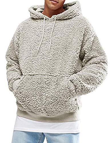 SOMTHRON Pullover Herren Hoodie Herren Kapuzenpullover Plüsch Hoodie Sweatshirt Teddy-Fleece Winter Pulli Warm Lose Pullover mit Taschen GY-2XL von SOMTHRON