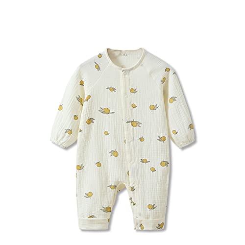 SONARIN Atmungsaktive Baby Strampler,Baumwolle Neugeborene Spielanzug Spieler Body Jumpsuit Sommer Langarm Baby Pyjamas Schlafstrampler Outfit für Baby Jungen Mädchen(Zitrone,80) von SONARIN