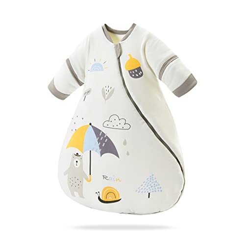 SONARIN Baby Schlafsack mit Abnehmbare Ärmel,2,5 Tog 100% Baumwolle Babyschlafsack Kinderschlafsack Winter für Kleinkinder Kinder 3 Monate bis 4 Jahre alt Warm und Atmungsaktiv(Bär) von SONARIN