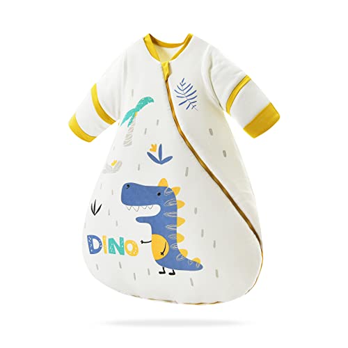 SONARIN Baby Schlafsack mit Abnehmbare Ärmel,2,5 Tog 100% Baumwolle Babyschlafsack Kinderschlafsack Winter für Kleinkinder Kinder 3 Monate bis 4 Jahre alt Warm und Atmungsaktiv(Dinosaurier) von SONARIN