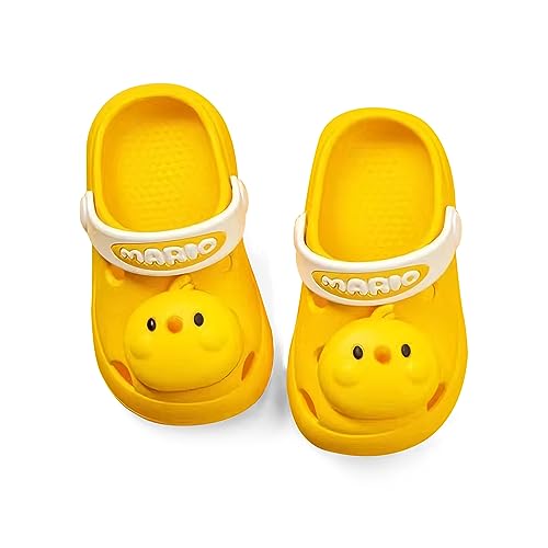 SONARIN Cartoon Kinder Clogs,Jungen Mädchen Gartenschuhe Pantoletten Atmungsaktiv Sommer Pantoffeln Kleinkinder Hausschuhe Latschen Sandalen für Strand Dusche(Huhn 21CM) von SONARIN