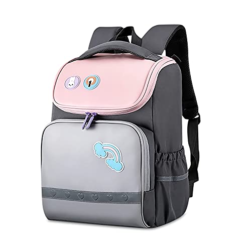 SONARIN Grundschulrucksack für Jungen Mädchen,Wasserdichter Leichter Schulranzen Kinderrucksack,Dauerhaft Großes Fassungsvermögen Grundschule Ranzen Schulrucksack Büchertasche für Kinder(Grau) von SONARIN