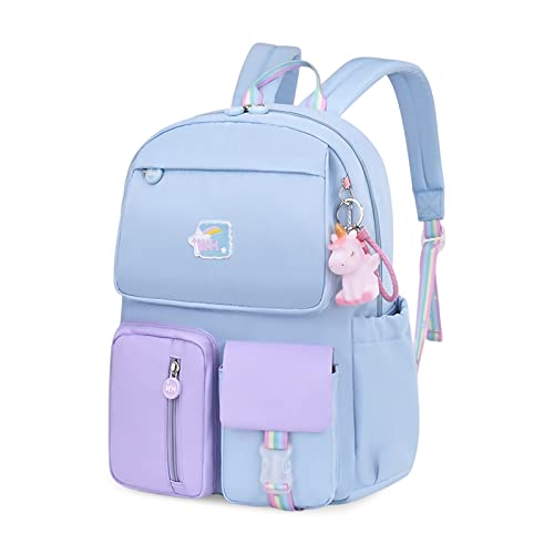 SONARIN Grundschulrucksack für Mädchen,Wasserdichter Leichter Große Kapazität Schulranzen Kinderrucksack Dauerhaft Mädchen Grundschule Ranzen Schulrucksack Büchertasche für Kinder(Blau) von SONARIN