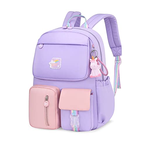 SONARIN Grundschulrucksack für Mädchen,Wasserdichter Leichter Große Kapazität Schulranzen Kinderrucksack Dauerhaft Mädchen Grundschule Ranzen Schulrucksack Büchertasche für Kinder(Lila) von SONARIN