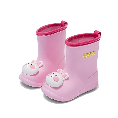 SONARIN Gummistiefel Kinder,Rutschfeste Kinder Regenstiefel Niedliche Cartoon Kleinkind Regenschuhe Baby-Gummistiefel Wasserdichte Stiefel für Mädchen Jungen 1-7 Jahre(Rosa Hase,18CM) von SONARIN