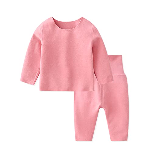 SONARIN Kinder Thermounterwäsche Set,Baby Jungen Mädchen Thermo Unterwäsche Thermo Pyjama Set Oberteile und Hose Warme Winter Baby Schlafanzug Langarm Nachtwäsche für 0-24 Monate(Rosa) von SONARIN