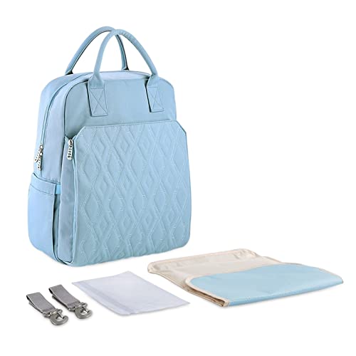 SONARIN Multifunktion Stylische Baby Wickelrucksack Wickeltasche,Großer Kapazität Wasserdicht Babytasche Wickeltasche Rucksack Reisetasche mit Wickelunterlage & Kinderwagen Haken(Blau) von SONARIN