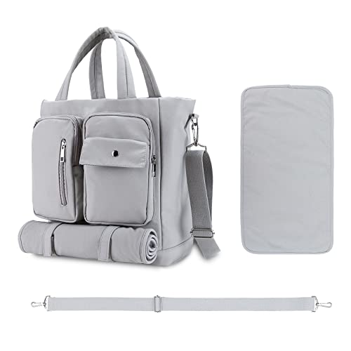 SONARIN Multifunktionale Große Kapazität Baby Wickeltasche,Wasserdicht Leichte Reise Wickeltasche Umhängetasche Tragetasche Henkeltaschen Portable Babytasche mit Wickelunterlage(Grau) von SONARIN