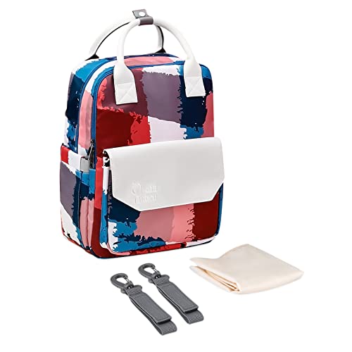 SONARIN Stylische Baby Wickelrucksack Wickeltasche,Leicht Wasserdicht Babytasche Großer Kapazität Wickeltasche Rucksack Reisetasche mit Wickelunterlage & Kinderwagen Haken(Moderne Malerei) von SONARIN