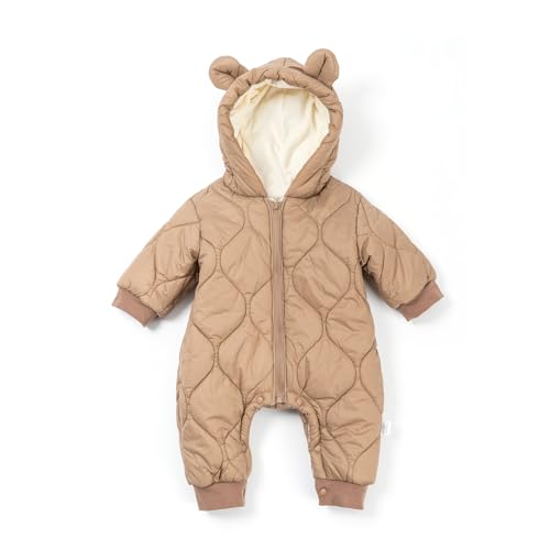 SONARIN Warm Winter Baby Strampler mit Kapuze,Baby Jungen Mädchen Overall Winterjacke Schneeanzug Spieler Body Jumpsuit Langarm Baby Wintermäntel Outfit für Neugeborene(Braun 90) von SONARIN