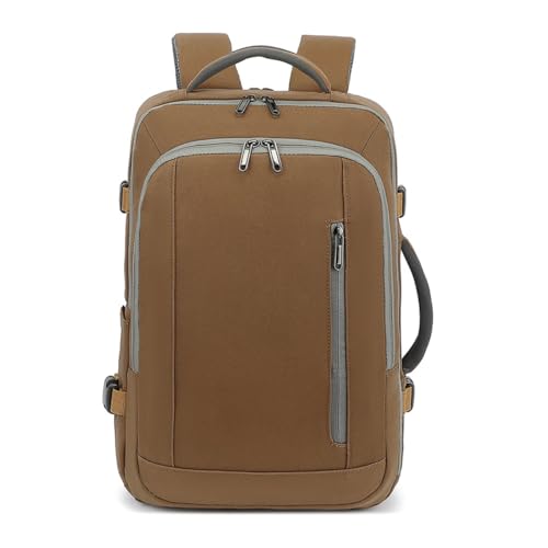 SONARIN Wasserdichter Reiserucksack,Erweiterbar 22-31L Handgepäck Flugzeug Rucksack Kabinentasche 17,3 Zoll Laptop Rucksack Business Rucksäcke Tagesrucksack für Herren Damen(Kaffee) von SONARIN
