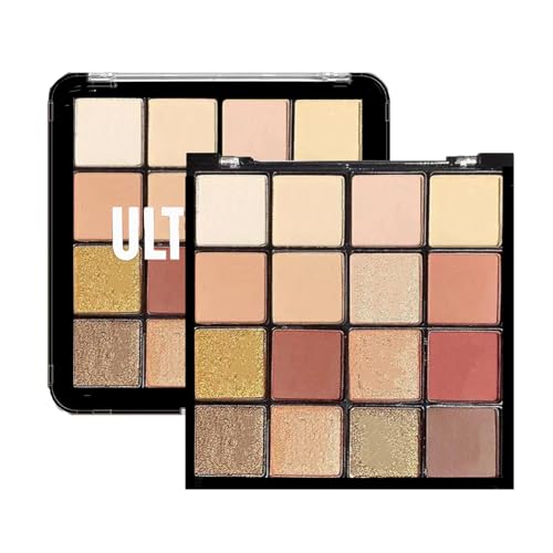 16 Farbe Lidschatten Palette - Schimmernde Lidschattenpalette Matte und glitzernde Lidschatten Paletten - Wasserdicht, Hochpigmentiert Augen Make-Up (Braun) von SONGQEE