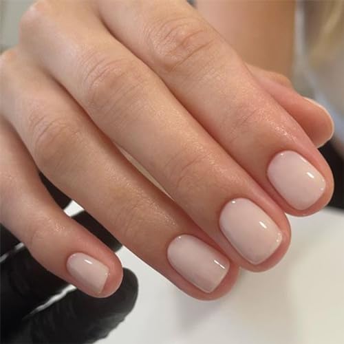 24 Stück Press on Nails Kurz - Square Nägel zum Aufkleben - Glänzend Weiß Künstliche Nägel - Fingernägel zum Aufkleben Acryl Full Cover für Frauen Mädchen Nail Art Maniküre (Eis Weiß) von SONGQEE