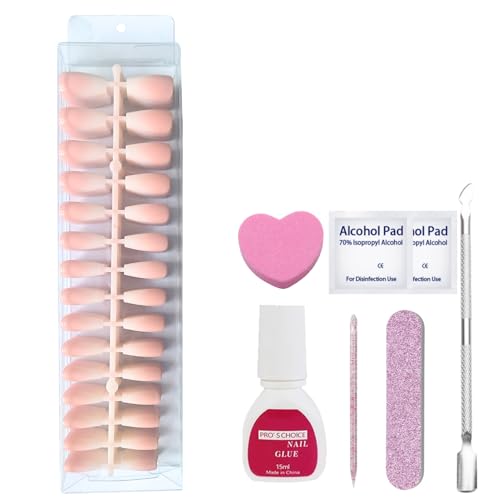 240 Stück Gradient Press On Nails - Ombre Nägel zum Aufkleben, Full Cover Nageltips Set - Glossy Künstliche Nägel, Natürliches & angenehmes Tragegefühl für Frauen und Mädchen (Coffin Gradient, 240PCS) von SONGQEE