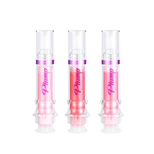 3PCS Lip Plumper, Feuchtigkeitsspendendes Lipgloss Set - Glänzender Pflegender Lipgloss Mit 3D-Effekt - Lang anhaltender Lips Skin Care Lip Balm Tinted Clear Lip Makeup for Day & Night von SONGQEE