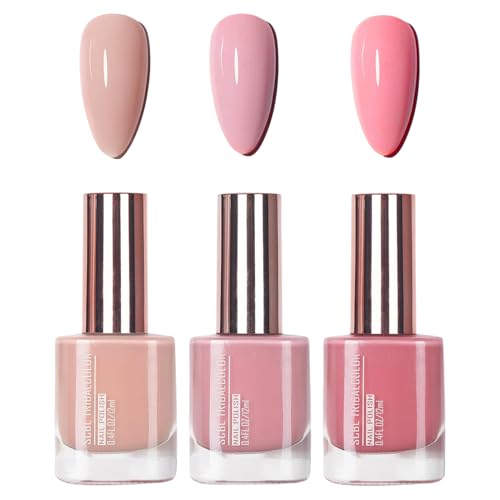 3PCS Nagellack Set - Pink Nude Dark Light Rosa Nagellack - Schnell trocknende & lang anhaltende Nail Polish für DIY Nageldesign von SONGQEE