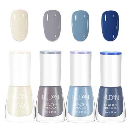 4PCS Nagellack Set - Blau Schnell trocknende & lang anhaltende Nagellack auf Wasserbasis - Nail Polish für DIY Nageldesign (4PCS E Set Blau Style) von SONGQEE