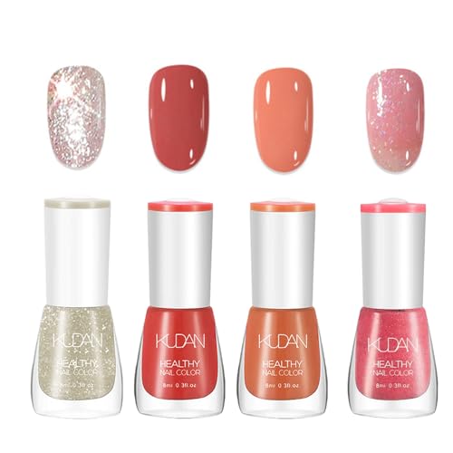 4PCS Nagellack Set - Orange Schnell trocknende & lang anhaltende Nagellack auf Wasserbasis - Nail Polish für DIY Nageldesign von SONGQEE