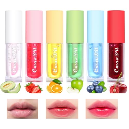 6pcs Color Changing Moisturizing Lippenöl - Feuchtigkeitsspendendes Lip Gloss Lip Glow Oil - Lippenbalsam mit Fruchtgeschmack Lippenpflege-Set für Frauen Mädchen von SONGQEE