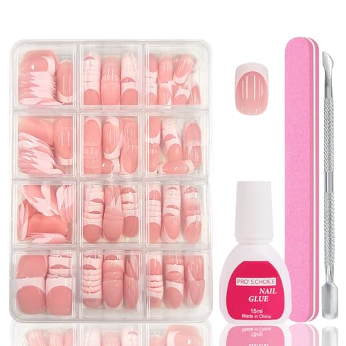 240 Stück French Press On Nails - Square Full Cover Nageltips für Gelnägel - Falsche Nägel Tips Set mit Kleber Acryl Nagel Tips Nägel Zum Aufkleben für Damen und Frauen (Deep Arc Square) von SONGQEE