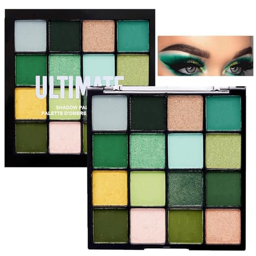 Grüne Lidschatten Palette,Schimmer Lidschatten Palette Matt und Glitzer EyShadow Make-up Paletten Wasserdicht, Hochpigmentiert Dunkel, Grün, Lidschatten-Palette Matt Metallic Shimmer Make-up Set von SONGQEE