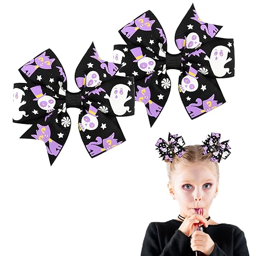 Halloween-Haarnadeln, Halloween-Haarschleifen, Clip, 2 Stück, Kinder, Halloween-Haarspange, Zubehör für Mädchen (schwarz) von SONGQEE