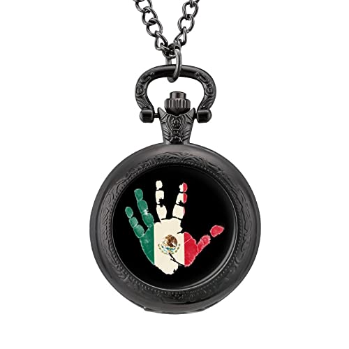 Mexiko-Flagge, Palmen-Legierung, Vintage-Taschenuhr, niedliche Hänge-Uhren, Anhänger-Halskette Mexiko-Flagge, Palmen-Legierung, Vintage-Taschenuhr, niedliche Hänge-Uhren, Anhänger-Halskette von SONGTING