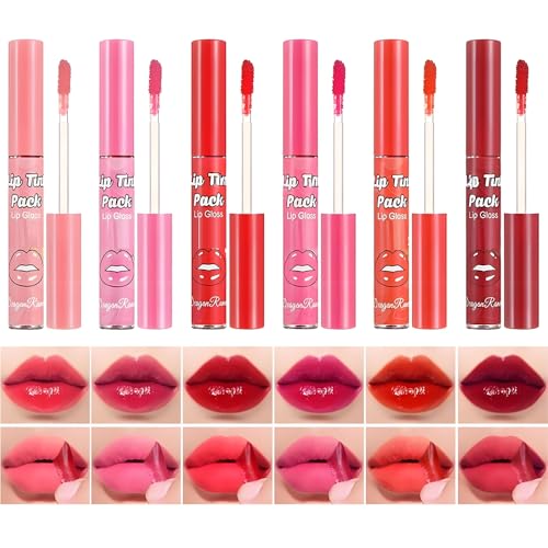 6 Stück Lip Stain Peel Off Magic Set - Feuchtigkeitsspendende lang anhaltende Dual-Use Lip Stain Gloss, 6 Farben wasserfeste Tattoo Lippenstift für Frauen, perfekte Kosmetik Geschenk für Mädchen von SONGVISON