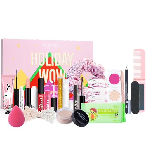 Beauty Adventskalender Makeup Set 2024,20 Stück Weihnachts Adventskalender Make Up Set,Makeup Full Kit mit Lippenstift Lipgloss Concealer Lidschatten Blush für Teenager Mädchen Frauen Damen von SONGVISON