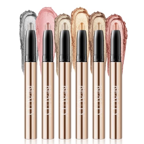 Beauty Searcher Lidschatten Stift Wasserdicht,Hochpigmentierter Lidschatten,Langanhaltend und Glatt,Schimmerndes Finish,Make-up Für Faltenfreie Augen,Vegan&Cruelty-Free 01 bis 06 von SONGVISON