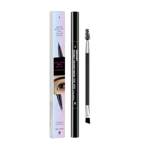 Double-Headed Brow Ink Pen, Microblading Augenbrauenstift, 2-in-1 wasserfester Augenbrauenstift mit Gel, langanhaltender und wischfester Augenbrauenstift für Natürlich definierte Augenbrauen von SONGVISON