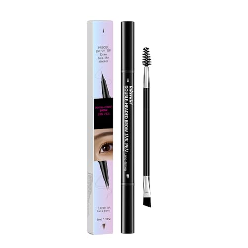 Double-Headed Brow Ink Pen, Microblading Augenbrauenstift, 2-in-1 wasserfester Augenbrauenstift mit Gel, langanhaltender und wischfester Augenbrauenstift für Natürlich definierte Augenbrauen von SONGVISON