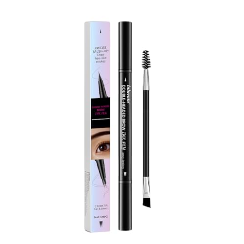 Double-Headed Brow Ink Pen, Microblading Augenbrauenstift, 2-in-1 wasserfester Augenbrauenstift mit Gel, langanhaltender und wischfester Augenbrauenstift für Natürlich definierte Augenbrauen von SONGVISON