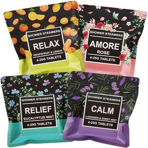 Dusche Spray Aromatherapie,4Pcs Dusche Dampfer Geschenk Set,Tabletten Dampf Spa für Müdigkeit Stress Schlaf,entspannende erfrischende Dusche Spray für Frauen Geschenke Set von SONGVISON
