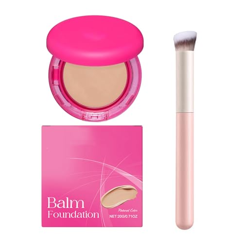 Peptide Bounce Foundation Set,Medium Buildable Coverage Powder + Make up brush,Age-Defying foundation for mature skin, Natural Hydrating Balm Foundation 20g (Natural Color) von SONGVISON