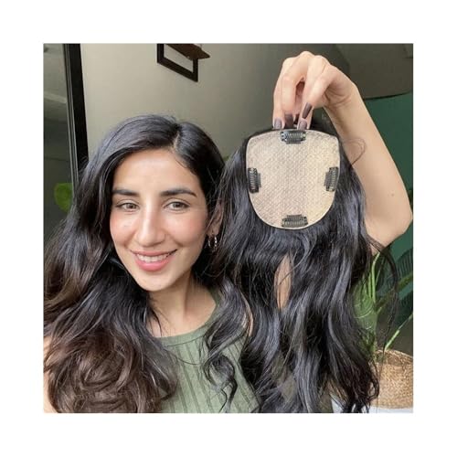 Haaransatz-Topper 8-22 Zoll gewellte, lockige Haarteile for Frauen mit dünner werdendem Haar, 15 × 16 cm, atmungsaktive natürliche Kopfhaut-Oberseite, Seidenbasis, Clips in Echthaarteilen Haaraufsätze von SONGYL-20249