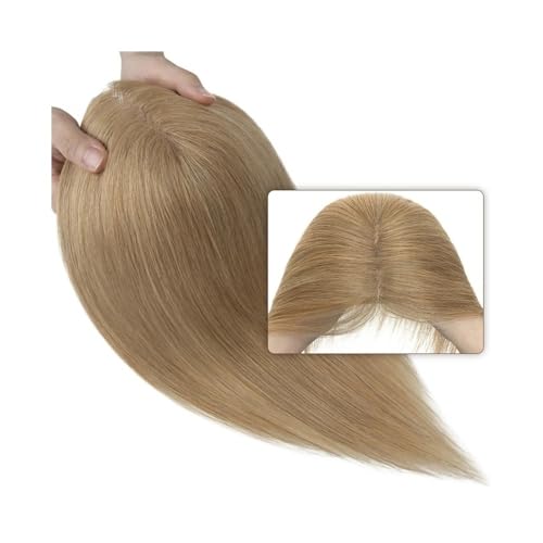 Haaransatz-Topper Glatte Haar-Topper for Frauen, 8 x 10 cm, Mittelteil, Einzelknoten, Mono-Basis, handgehäkeltes Haarteil, Clip-In-Extensions aus indischem Echthaar Haaraufsätze für Damen(14inch,Dark von SONGYL-20249