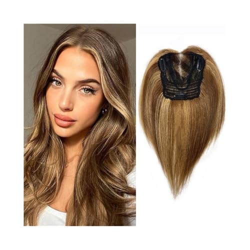 Haaransatz-Topper Haar-Topper for Frauen, 25,4 cm, Echthaar-Topper, 12 x 13 cm, handgebundene Haar-Topper mit Schweizer Spitzenbasis, Clip-in-Glatt-Remy-Haarteil Haaraufsätze für Damen von SONGYL-20249