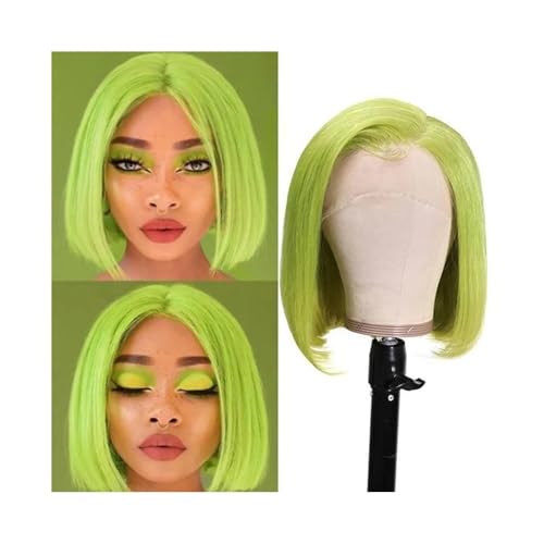 Perücken für Damen Grüne Bob Lace Front Perücken Echthaar Perücken Gerade 13X4 Farbige Lace Frontal Perücken Natürlich aussehende Haarperücken(12inches) von SONGYL-20249