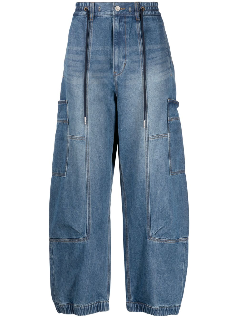 SONGZIO Halbhohe Wide-Leg-Jeans mit Kordelzug - Blau von SONGZIO