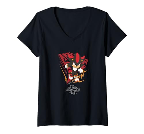 Damen Sonic the Hedgehog 3 - Shadow „Die ultimative Lebensform“ T-Shirt mit V-Ausschnitt von Sonic the Hedgehog