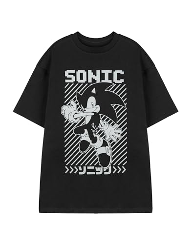 Sonic the Hedgehog Herren Schwarz T-Shirt | Kurzarm Grafik T-Shirt | Klassisches Klangdesign | Retro-Videospiel-Bekleidung | Baumwollhemd für Fans von Sega-Spielcharakteren von Sonic the Hedgehog