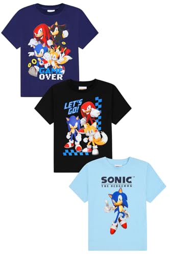 SONIC THE HEDGEHOG Jungen 3er-Pack Kinder-T-Shirts Sonic Multipack T-Shirt, mehrfarbig, 5-6 Jahre von Sonic The Hedgehog