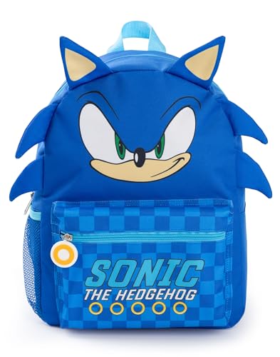 Sonic The Hedgehog Jungen Rucksack | Blauer 3D-Charakterrucksack mit verstellbaren Gurten | Gamer Praktisches und organisiertes Gepäck Sportschultasche für Kinder | Gaming-Serie Merchandise-Geschenk von Sonic The Hedgehog
