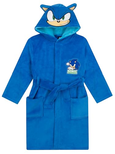 SONIC THE HEDGEHOG Bademantel Jungen | Kinderbademantel Junge Mit 3D Ohren | Kinder Morgenmantel Für Jungs | Blau 128 von SONIC THE HEDGEHOG