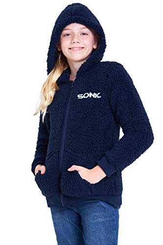 SONIC THE HEDGEHOG Kapuzenpullover Kinder Fleece Hoodie Jungen Flauschig (Navy, 4-5 Jahre) von SONIC THE HEDGEHOG